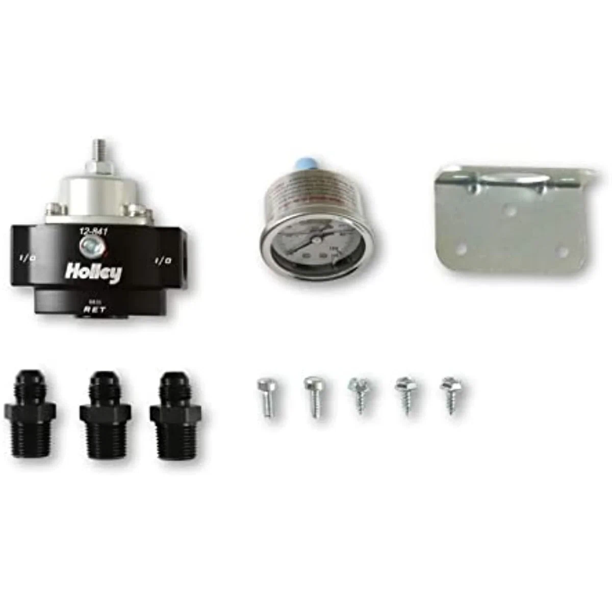 Billet Bypass Fuel Pressure Regulator Kit 4.5-9 Psi W_Fittings & Gauge-12-841KIT